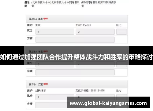 如何通过加强团队合作提升整体战斗力和胜率的策略探讨